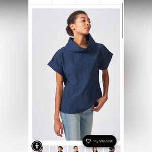 NWT! Kal Reiman navy cuffed kimono tee.